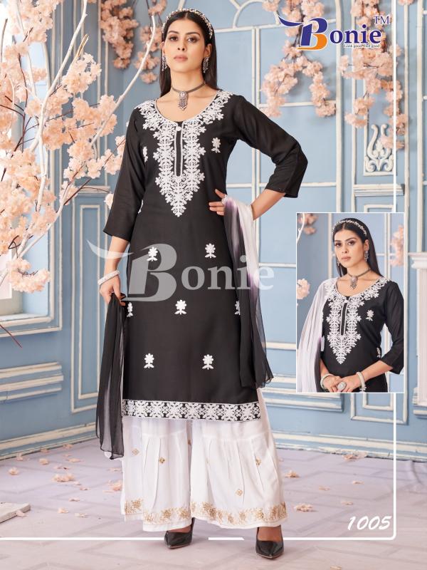 Bonie Vamika Vol 1 Rayon Embroidered Kurti Bottom With Dupatta